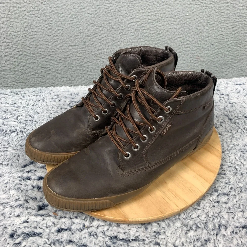 Chrome Industries Storm 415 Leather‎ Workboot Men's 9 Amber /Gum Waterproof $150